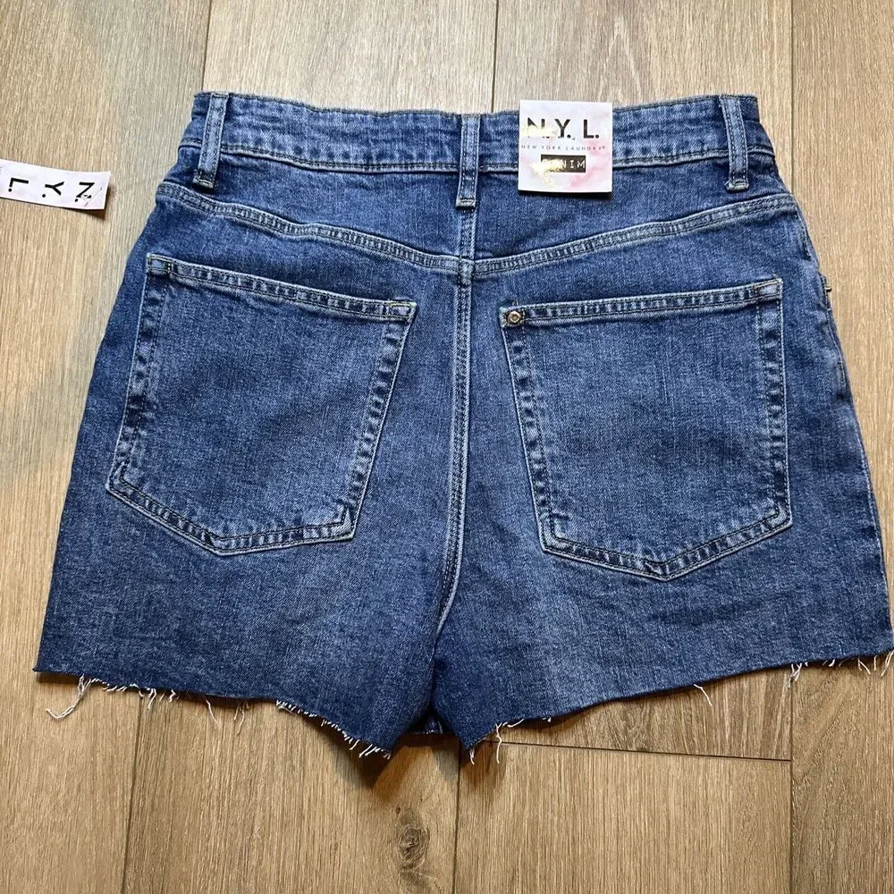 N.Y.L. Denim Shorts Junior Women Cut Off Blue Denim NEW Stretch‎